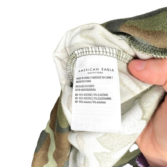 American Eagle Plush Soft Long Sleeve Hooded Camo Camouflage Pullover Sweatshirt - Picture 7 of 13